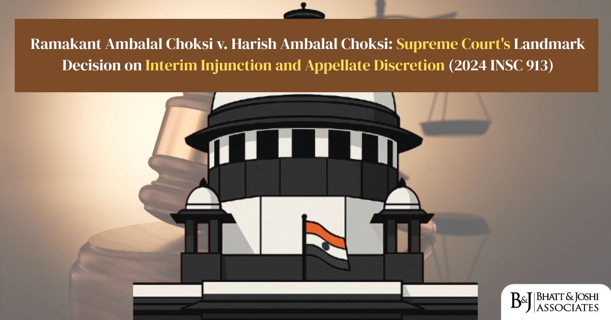 Ramakant Ambalal Choksi vs Harish: SC Temporary Injunction Ruling