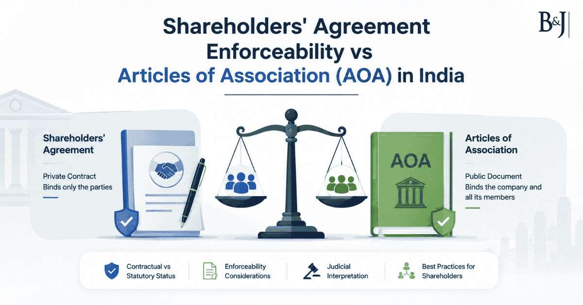Shareholders' Agreement Enforceability vs Articles of Association (AOA) in India