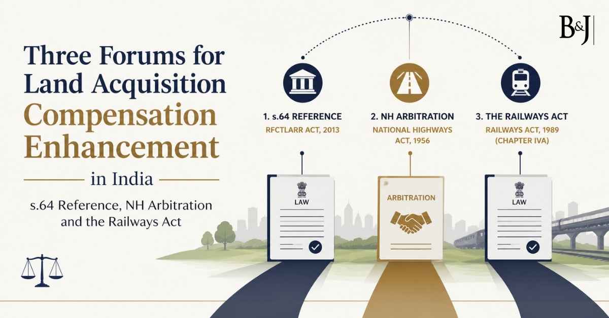 Three Forums for Land Acquisition Compensation Enhancement in India - s.64 Reference, NH Arbitration and the Railways Act